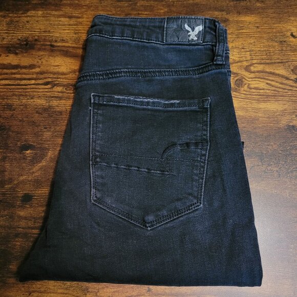 American Eagle Jeans 6 R Jegging Super Stretch Super Hi Rise Black Wash Denim - Picture 3 of 12